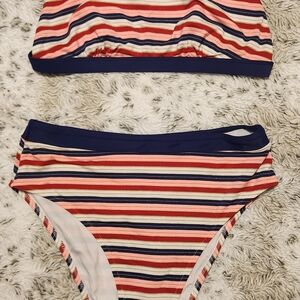 Cupshe Striped Bikini in Red, Blue, and White